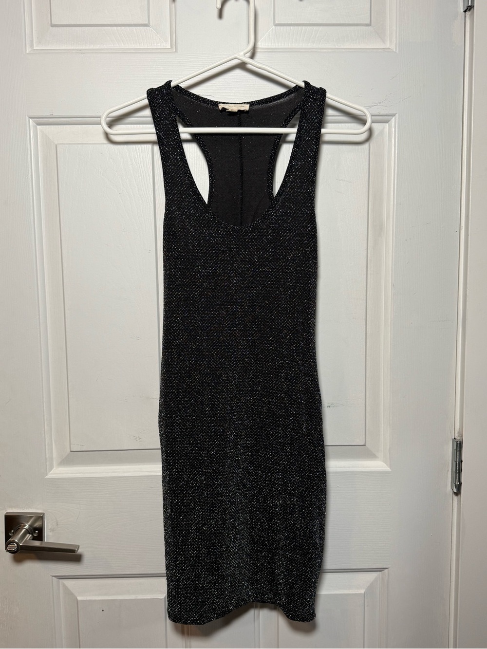See You Monday Black Sparkle Racerback Mini Dress